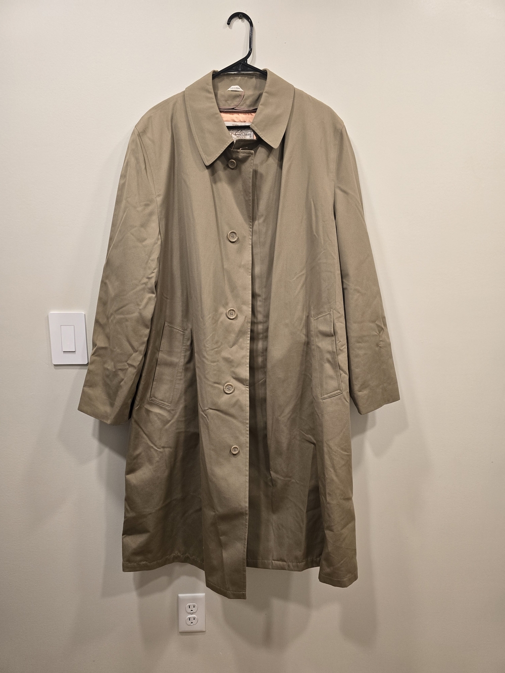 Vintage 80s Oleg Cassini Weather Ready Trench Coat - Men's 42 Long Khaki